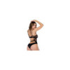 Body noir dos nu tissu effet cuir 